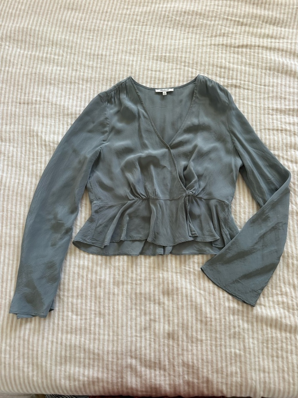 Women's Slate Gray Wrap Peplum Blouse